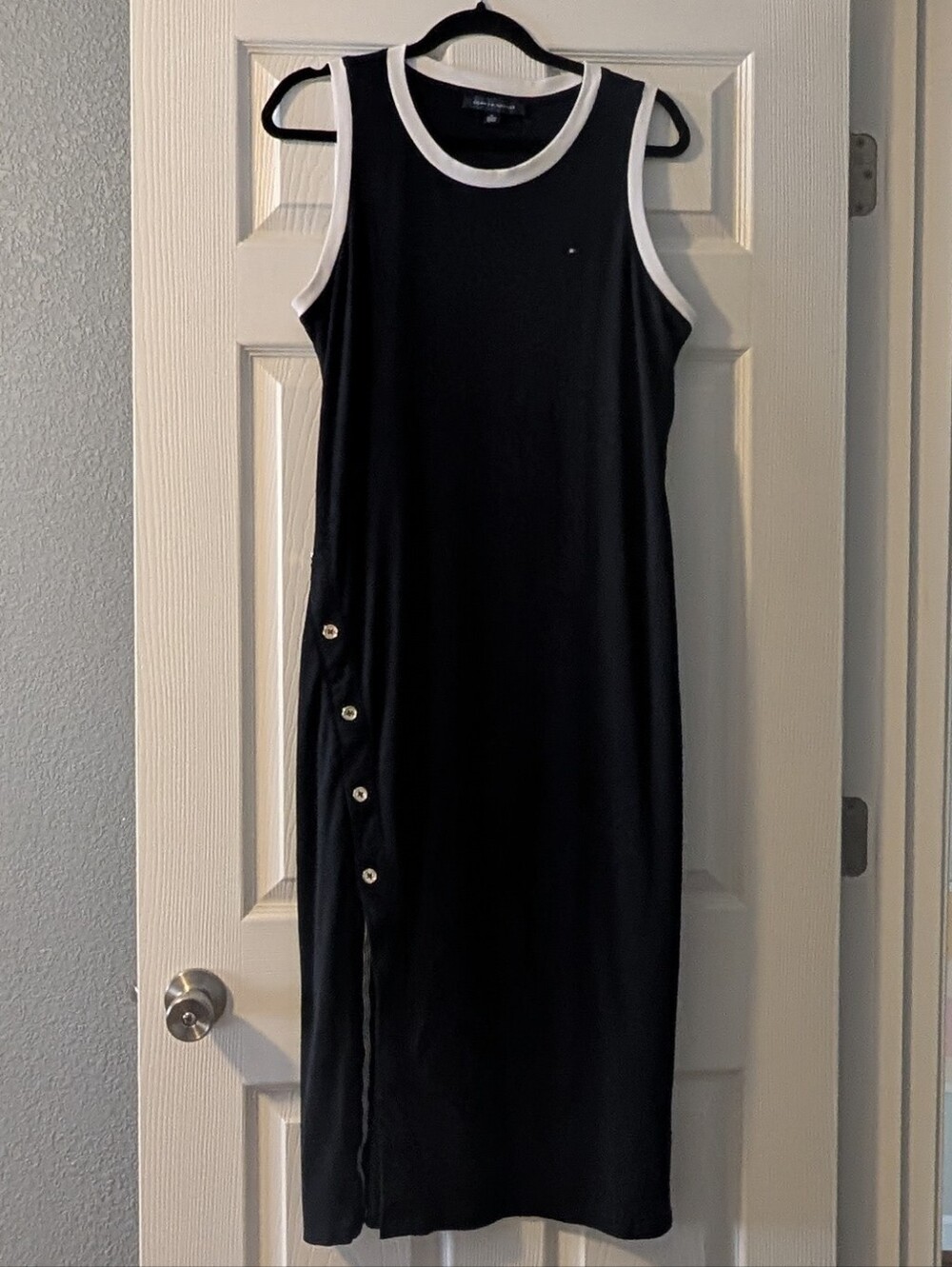 Tommy Hilfiger Blue Sleeveless Midi Dress with White Trim